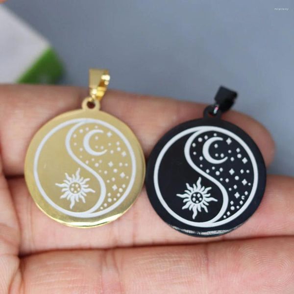 Colares pendentes 2pcs/lote de aço inoxidável sol e charme da lua para colares de pulseiras artesanato de jóias fazendo descobertas feitas à mão feitas à mão