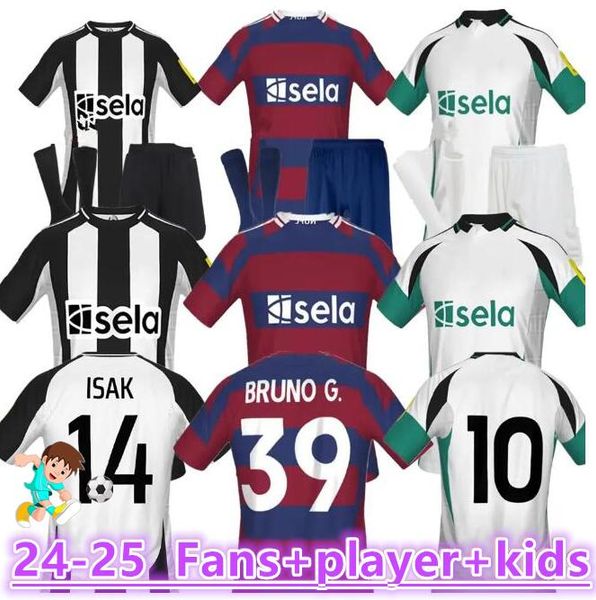 2024 2025Newcaslte Home Away Away Soccer Jerseys Bruno G. Joelinton Isak 24 25 3º jogador de fãs de Tonali Isak Maximin Wilson Almiron Futebol Cirche Man Kids Ki