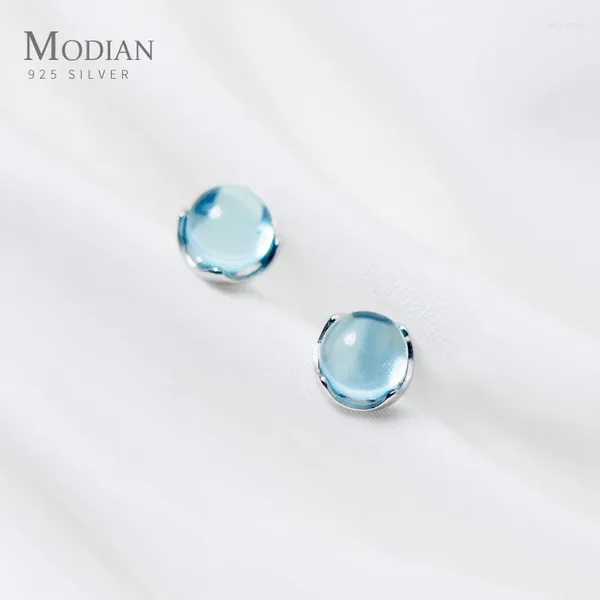 Orecchini per borchie MODIAN LUXI BLU BLUIL CRIDULE COLORE OPAL ROULD CLASSA CHANDE 925 Sterling Sterling For Women Trendy Jewelry Gift