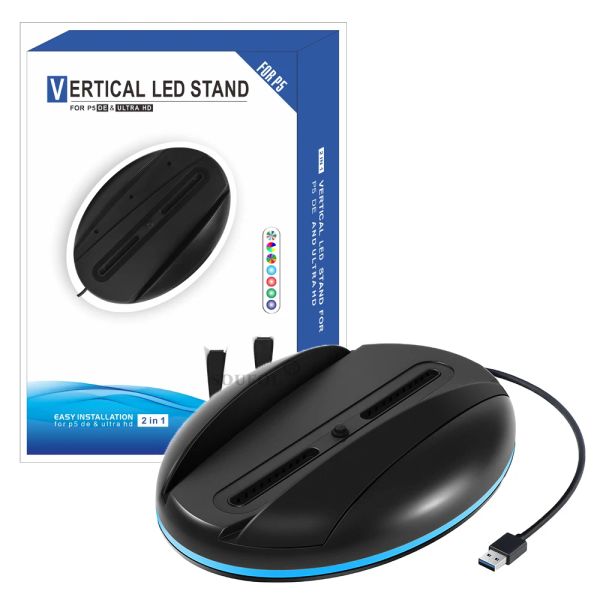 Joysticks per la console di gioco PS5 Light Light Stand Vertical Station Holder con 3 porte USB2.0 per Sony PlayStation 5 Accessori