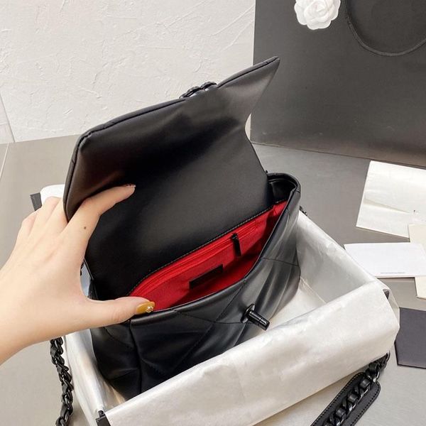 Chanei 2023 Designer Vintage Borse Vintage Classic Women Square 19 Flap Borse all'ingrosso trapuntato Small Metallic Black 25 16 7cm Vanity Camera Borse