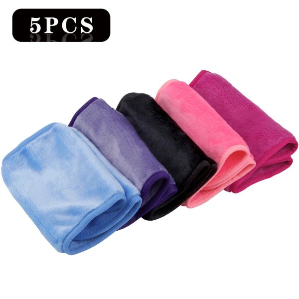 Organizzatore 5pcs per trucco per la pulizia del viso asciugamano asciugamani ridotti riutilizzabili cuscinetti in stoffa in microfibra per asciugamano per la cura della pelle
