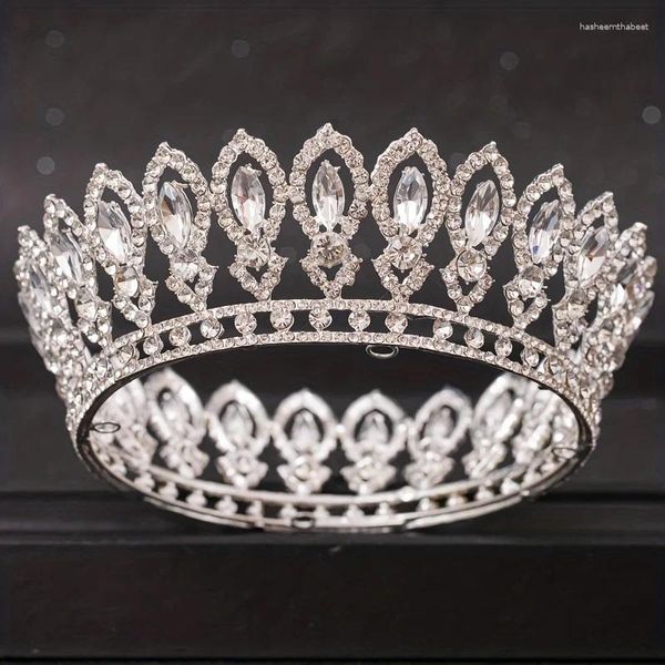 Cabelo Cabelo Cristal de luxo Coroa redonda Tiara Rhinestone Prom Diadema Tiaras e Coroas para Mulheres Presentes de Jóias para Acessórios para Casamentos para Mulheres