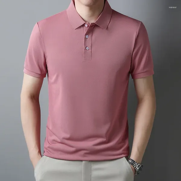 Мужские футболки T 2024 Сплошные цветные воротнички для воротника с воротничкой быстро высушенная рубашка с короткими рукавами.