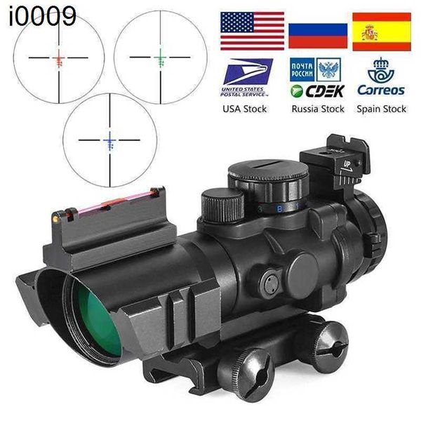 ACOG ORIGINALE 4x32 Riflescope 20mm a coda di rondine Ottica Ambito di ambito tattico per la caccia al fucile pistola a snipatore sniper ingrandire il punto rosso