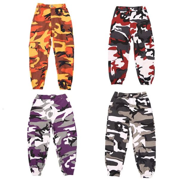 Wine Kid Hip Hop Roupas de camuflagem calças de corrida para meninas dança de jazz desgaste roupas de baile de dança roupas de palco de roupas de palco 240418