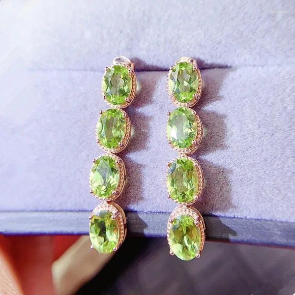 Brincos de jóias por jóias naturais reais verdes peridot goto de brinco de longa estilo 0,95ct 8pcs gemstone 925 prata esterlina fina l24558