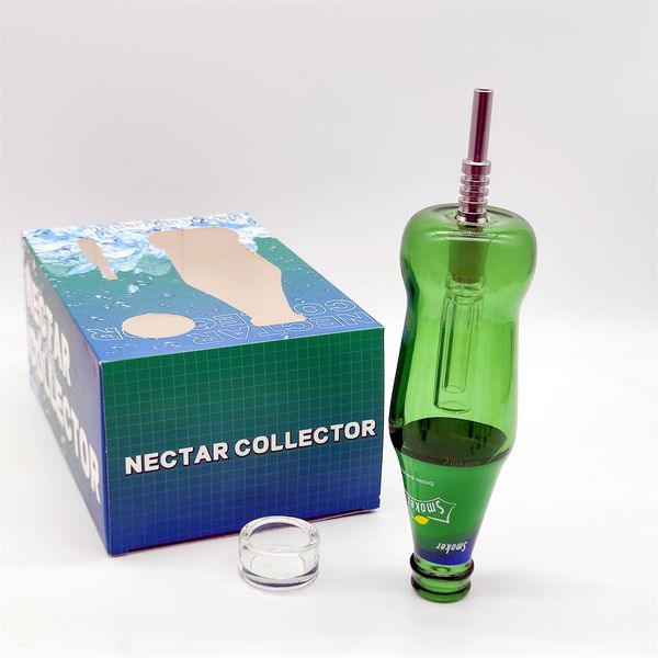 2024 Glasrohrnektar Clooector 8 Zoll grüne Sprite Flaschen Geschenk Set Glas Bongs Wasserrohr Bong Tabak Raucherrohr DAB Rig Recycler Bubbler Rohre