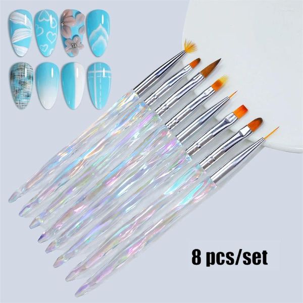 Kit per nail art disegno a penna da 8 pezzi Spazzole di filo di filo colorato per utensili