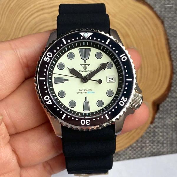 Нарученные часы Tandorio Skx Mod Dive Automatic Watch Men Full Luminous S NH36 MOVT Sapphire Glass 3.8 Crown Dejor 20Bar Swim Clock 41 мм