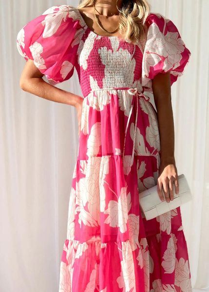 Платья для вечеринок 2024 Весна и летнее цветочное платье Boho Printing Maxi Mujer Ship Fit Отпуск красочный vestidos de fiesta