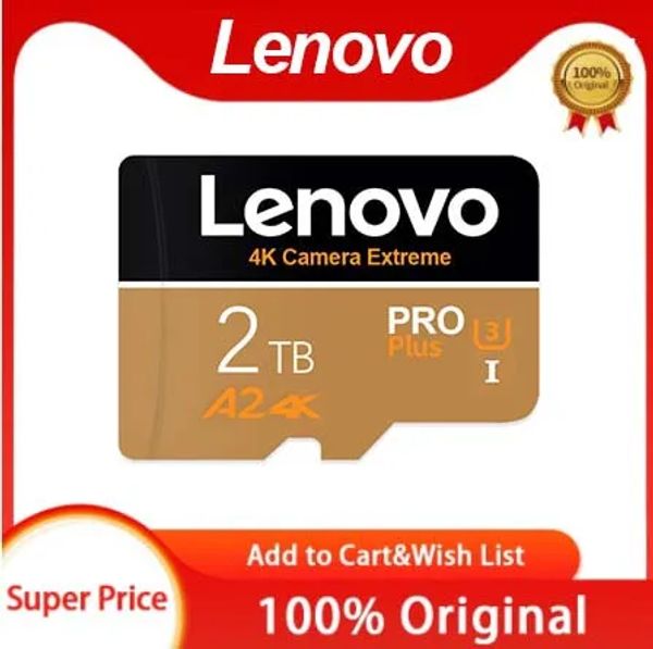 Адаптер Lenovo Class 10 SD -карты Мобильная карта флэш -памяти 256 ГБ 128 ГБ для карты памяти телефона TF SD Card High Speed SD TF 2024 Новый