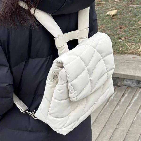 Stume a tracolla zaini per puffer casual coreani per donne borse di design di lusso e borse 2024 in tessuto ondulato ricamato