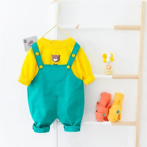 Roupas conjuntos de roupas da primavera meninos meninos roupas infantis roupas de criança criança desenho animado urso camise