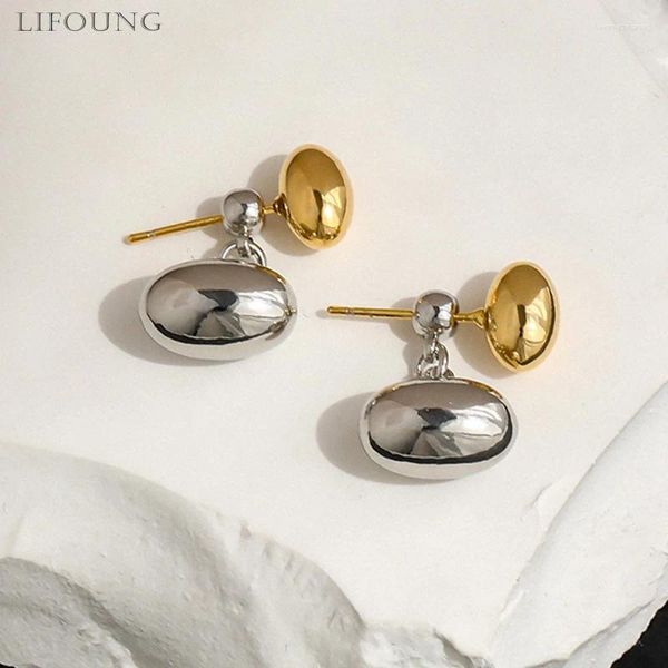 Orecchini a pennaglie di metallo per donne stili di design bicolore per perle liscio per perle lisce per goccia per goccia per le gocce di gioielli 2024255