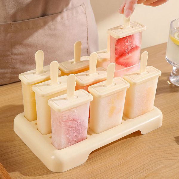 Molde de picolé de sorvete reutilizável molde Diy Pop molde caseiro Frozen Sobessert Caixa de gelo Lolly Mold Mold Ice Cube Bandeja HW0244