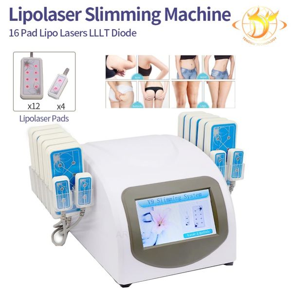 Máquina de lipolaser de lipolaser Máquina de lipoaspiração 14 almofadas lasers Lipo Lasers Diodo Remoção de celulite Salão de perda de gordura Home Salon