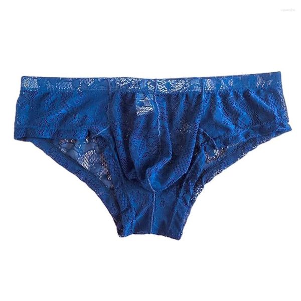 Underpants homens tangas sexy renda hollow translúcido calcinha u convexo bolsa de roupa íntima baixa cintura biquíni lingerie ultra-fhin brikes