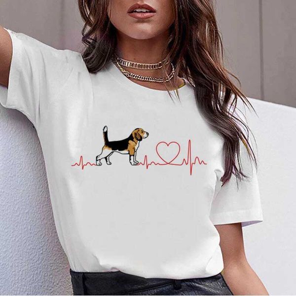 T-shirt da donna Bull Terrier Rottweiler Kaii maglietta da donna Beagle Border Collie Malinois Maglietta divertente Whippet Greyhound Tshirt Fe D240507