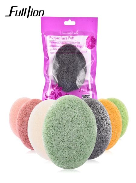 Fulljion redonda forma redonda konjac esponja cosmético Puff Face Face Sponge Sponge Natural Konjac Puff Facial Facial Cleanser Lavagem Flutter7309881