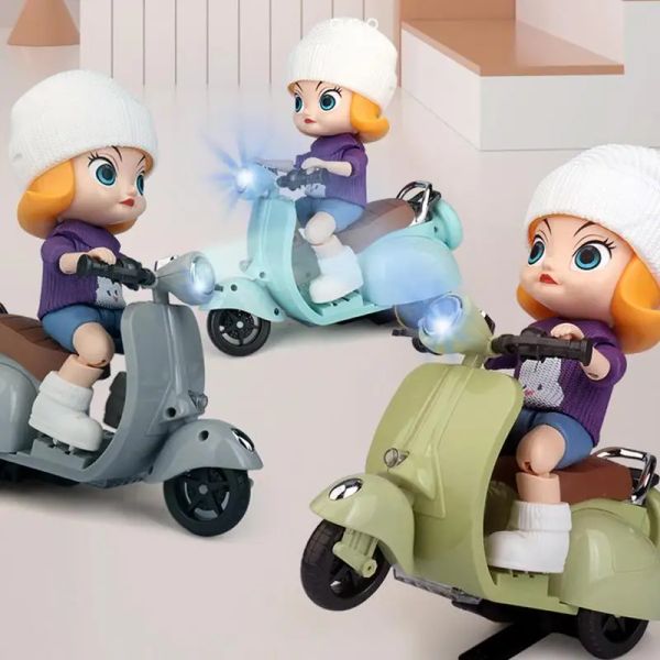 Toys Hamster Car Toy 360 giratória de motocicleta giratória scooter de hamster engraçado com luzes Music Scooter Scooter Pequeno Animal Toys