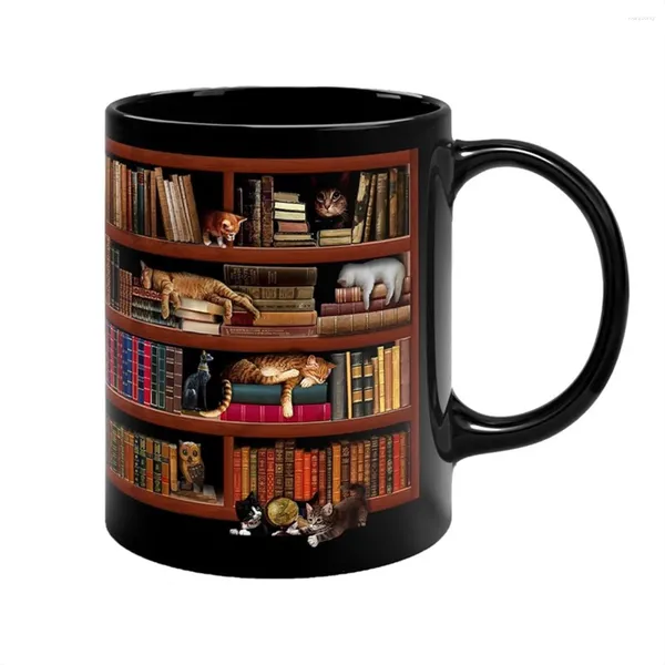 Massen 3D Bookshelf Bug Library Cup Design Book Club Neuheit Kaffee Motivationszitat