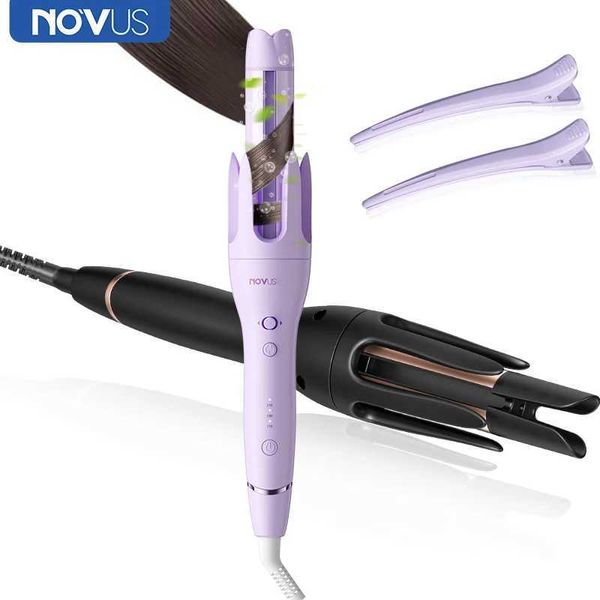 Irons de curling Novus Rotativo automático Cerâmica Curler de 32 mm Curl Ion negativo aquecimento rápido por 30 minutos Fechando automaticamente a ferramenta de estilo de moda Q240506