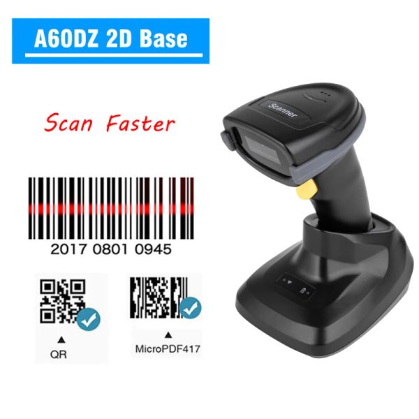 Scanners Bluetooth Barcode Scanner Handheld Laser 1d 2d Código QR 2.4g Código de barra sem fio com fio Reader PDF417 Suporte Automotivo Scan A66DZ