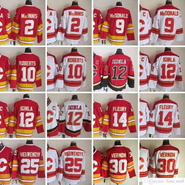 Фильм CCM Vintage Hockey 12 Jarome Iginla Jerseys сшивали 2 Al Macinnis 9 Ланни Макдональд 10 Гэри Робертс 14 Теоф Флери 25 Джо 228Z