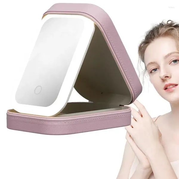 Ящики для хранения макияжа светодиодные световые зеркала Портативная косметика для движения регулируемой яркости на сенсорном органайзер