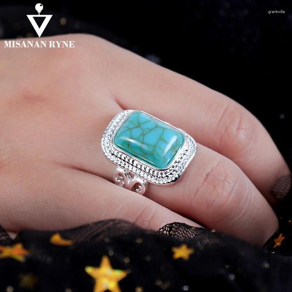 Mit Seitensteinen Misananryne Vintage Rings Quadrat Strass