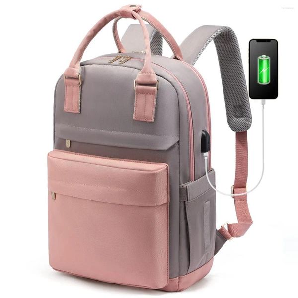 BASSE SCUOLA BACKPACK FASHIO DONNE DONNE USB CHARGGEGGIO PERCHIO PER LAPPOP PER GIURLI MULTIFUNZIONI VACCHI