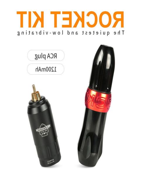 Полная татуировка машины Professional Set Rocket I Tattoo Pen с мини -беспроводным регулируемым источником питания RCA Connector 2011129621141