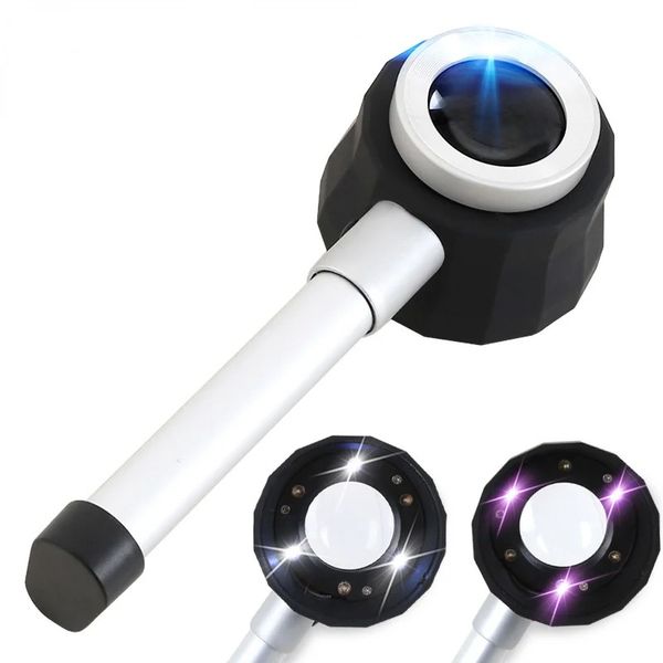 Neue Handheld beleuchtete Lupengläser -Vergrößerung mit UV -Licht Dermatoskop klares Sehvermögen Messmaßstab optische Vergrößerung Glas