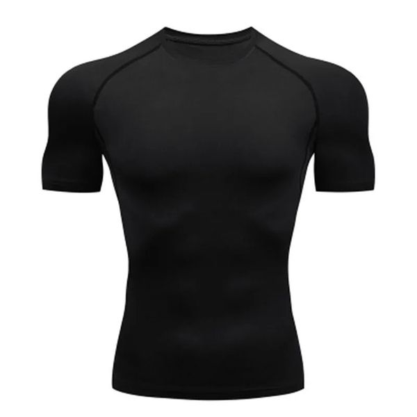T-shirt a compressione maschile abito da calcio traspirante fitness stretto abbigliamento sportivo cavalcano camicia a maniche corta a secco veloce sport 240506