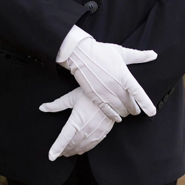 Guanti da 4 pairs di cotone bianco guanti a mano guanti di cotone formale idratante per l'ispezione dei gioielli di polizia di polizia uniforme dell'eczema