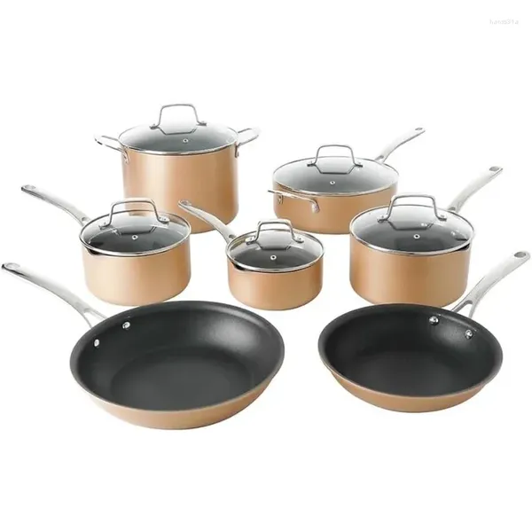 Cookware de utensílios de cozinha Martha Stewart 12 peças de alumínio pesado alumínio