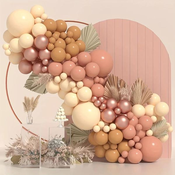 Decorazione per feste 116 pezzi retrò palloncini rosa ghirlaland kit rosa oro marrone per i fornitori di decorazioni per il compleanno del matrimonio