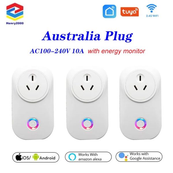 Plugs Originale 10A WiFi WiFi Smart Socket Power Aust Plug with Power Meter Remote Control Alexa Phones Control di IOS AN