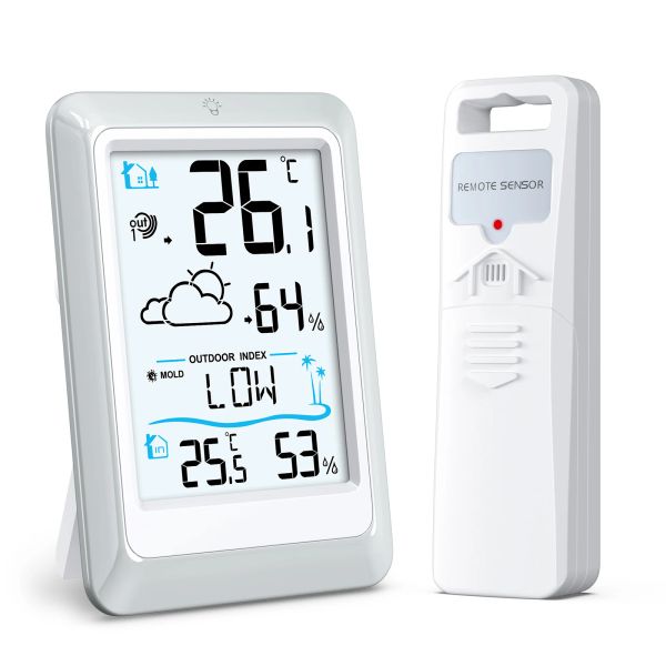 Messgeräte ORIA Wireless Wetterstation Digitales Vorhersagestation Temperatur und Luftfeuchtigkeit Monitor im Innen -Outdoor -Thermometer mit Sensor