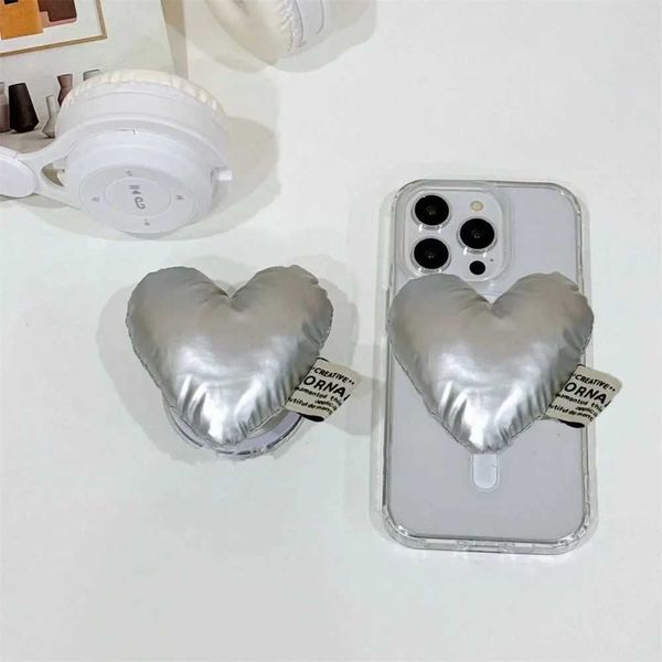 Celular monta suporte para suporte da corea 3d Silver Love Heart para Magsafe Magnetic Telepho