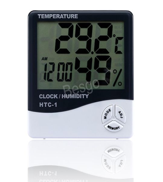 Termômetro do medidor de umidade com alarmes de relógio Hygrômetro digital Clock eletrônico temperatura interna doméstica B32423333