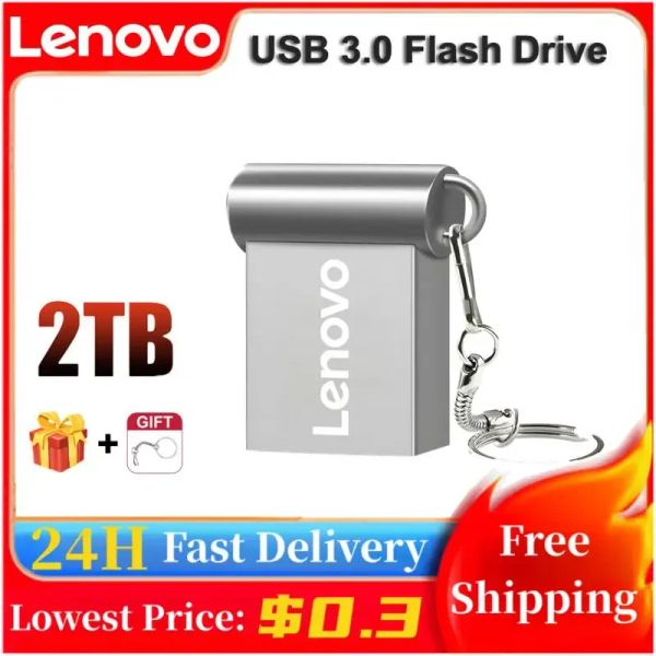 Адаптер Lenovo 2TB Metal Pen Drive 128 ГБ USB 3.0 Флэш -накопитель 1 ТБ 512GB Флэш -диск 256 ГБ