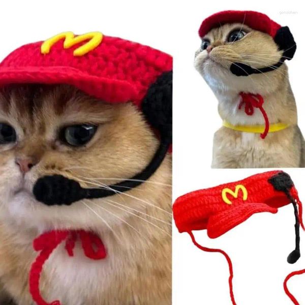 Hundekleidung lustige Haustierhut Stricke Mütze Kopfbedeckung Cartoon Cosplay Caps Welpe und Kätzchen Katze Kostümzubehör