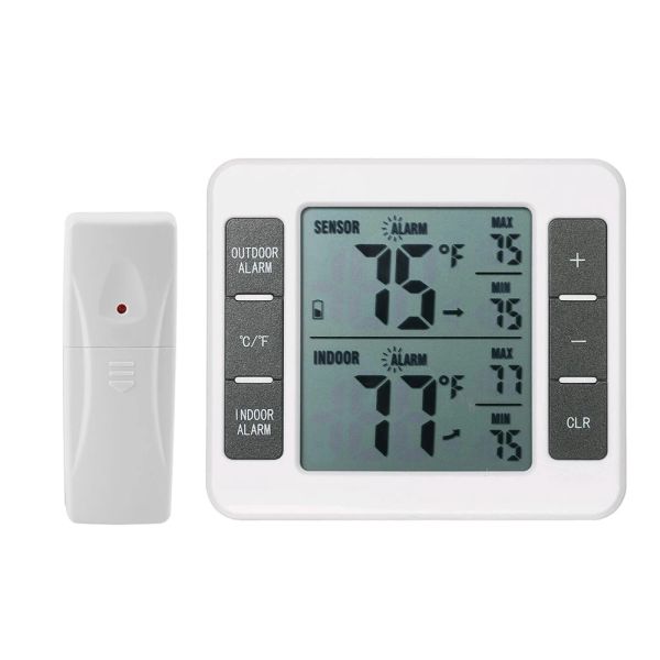 Messgeräte drahtloser digitaler Kühlschrank Thermometer Hörer Alarm Indoor Outdoor -Thermometer mit Sensor -Gefrierschrank -Thermometer