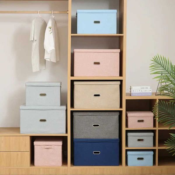 Ящики для хранения мусорные банки куб без теночной складной коробки для хранения, используемая для игрушек и одежды с крышкой домашние шкафы офисы