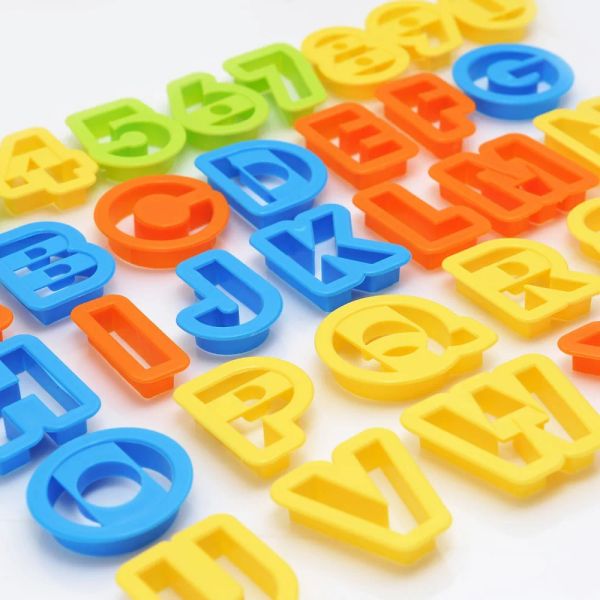 Formen Neues Set Neues Big Alphabet -Nummer Buchbuchstaben Schriftart Plastik Keksschneider Fondant Werkzeug Backkuchenform Dekoration Press Presse DIY DIY