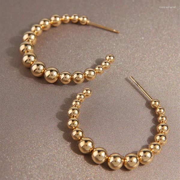 Brincos de argolas de aço inoxidável Jóias de joias de ouro grandes miçangas pequenas miçangas elegantes mistas elegantes