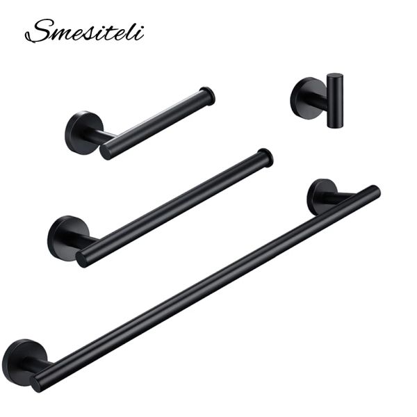 Set di accessori per bagno nero matto kit hardware in acciaio inossidabile oro set di mensole rotolando portabicchiera portavagamera per asciugamano