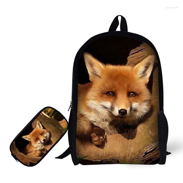 Sırt çantası 17 inç hayvan görüntü çantası kalem kılıf makyajı çocuklar için ÇAKA